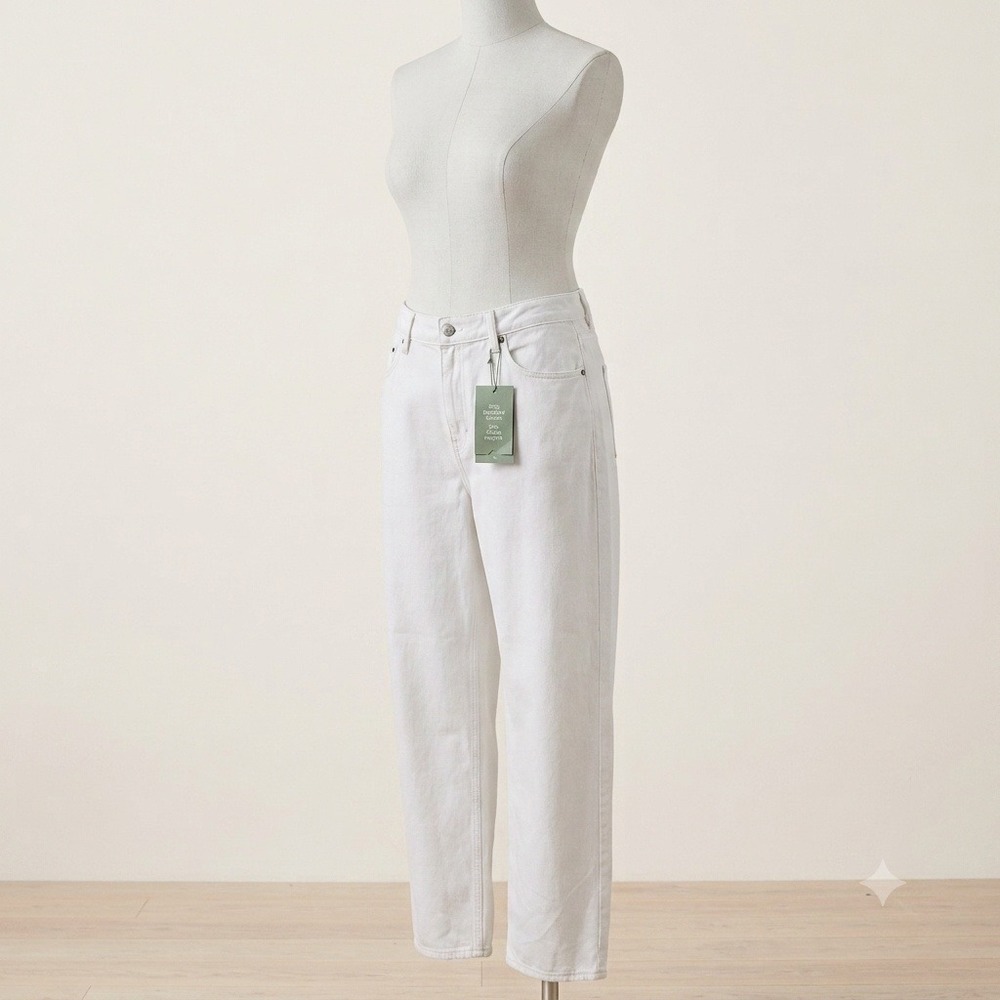 HM &Denim Women White Baggy Low Waist Loose Fit Jeans Size 16 NWT